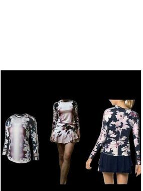 NWT Lucky In Love Women Floral Tee Shirt Top Long Sleeve M Medium